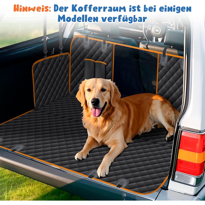 Водонепроникний килимок для собак у машину Heatail для заднього сидіння з боковими захисниками та сіткою, 135 x 148 см, чорний/помаранчевий