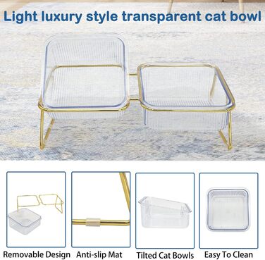 Підвищені миски для котів, набір годівниць для котів з підставкою з заліза, нахил 15°, преміум-якість