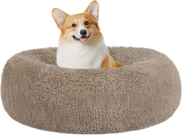 Ортопедичне ліжко для собак, круглий пуф-кіготь, софа для котів та собак, м'який кошик для собак, 70 см Ø, верблюжий колір, розмір 70x70x20 см