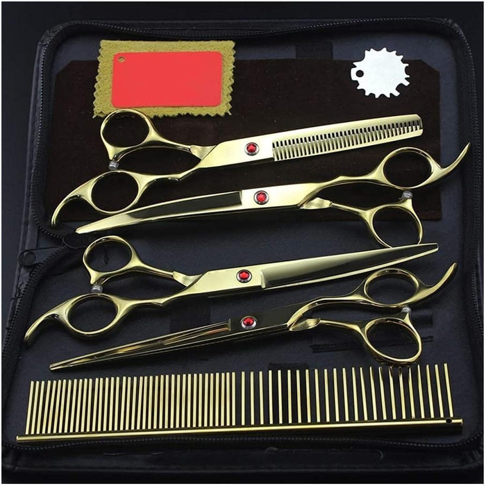 Професійні ножиці для собак, вигнуті ножиці для стрижки шерсті, регульований набір ножиць з нержавіючої сталі, для догляду за шерстю тварин