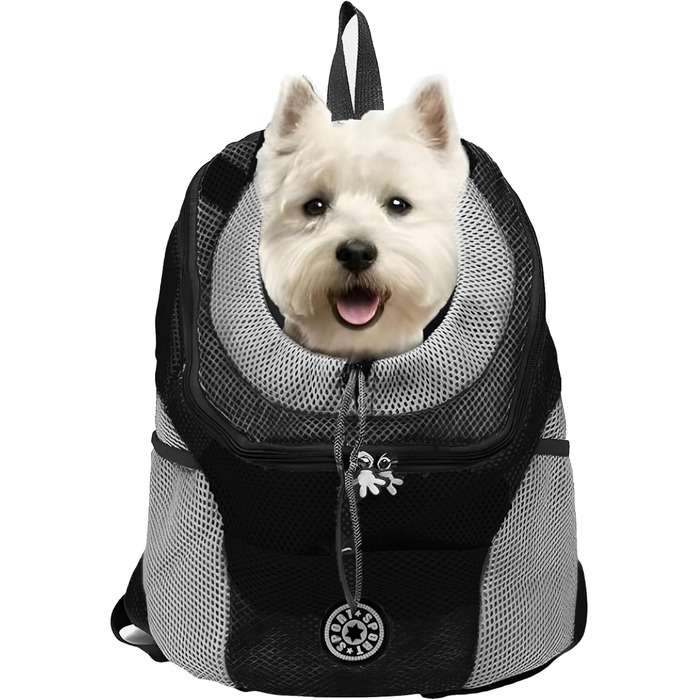 Рюкзак-переноска для собак і котів, чорний, до 10 кг, для подорожей та активного відпочинку