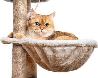 Кліматичний комплекс для котів Kratzbaum 145 см: кігтеточка, ігровий центр, платформа, лежанка, печера, сизаль, бежевий