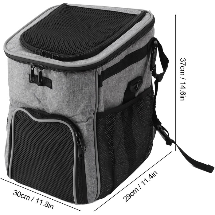 Корзина для собак на велосипед, рюкзак для домашніх тварин та автокрісло для цуценят. Підходить для піших прогулянок, велопоїздок, кемпінгу. М'яка, розширювана, складана, для ролерів, електровелосипедів, велотримачів. Також підходить для котів. Колір: сір