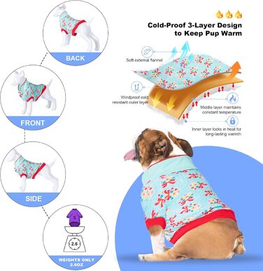 LovinPet светр для цуценят XS, м’який бавовняний одяг для собак, вінтажний принт, теплий светр для маленьких порід
