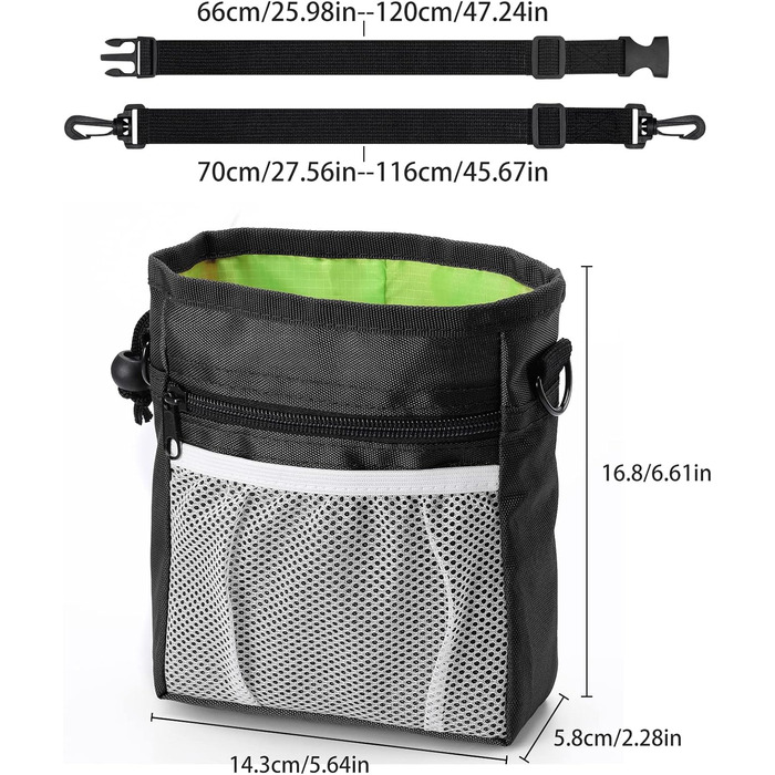 Універсальна сумка для ласощів для собак, знімна, велика місткість, сумка для тренувань, з ремінним кріпленням та регульованим плечовим ременем, 3 способи носіння (чорний)