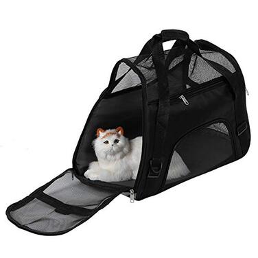 Транспортна сумка для собак та котів, складна переноска, чорна (L)