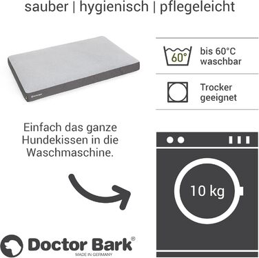 М'який лежак для собак Doctor Bark великих порід, 117x80 см, сірий, GreenLabel (XL, миючий)