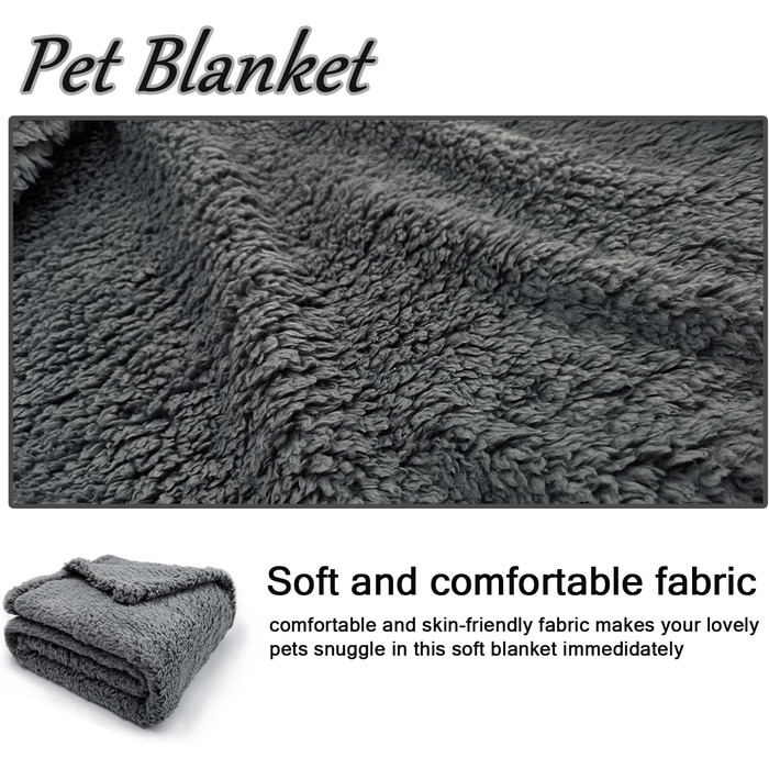 М'яка тепла флісова ковдра для собак та котів, 100 x 120 см, машинного прання (Сірий)