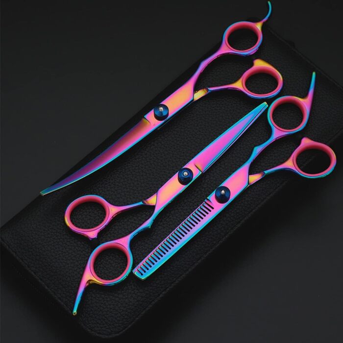 Набір для грумінгу собак, професійний, з нержавіючої сталі, безпечні кругові кінчики, 7-в-1, для собак та котів