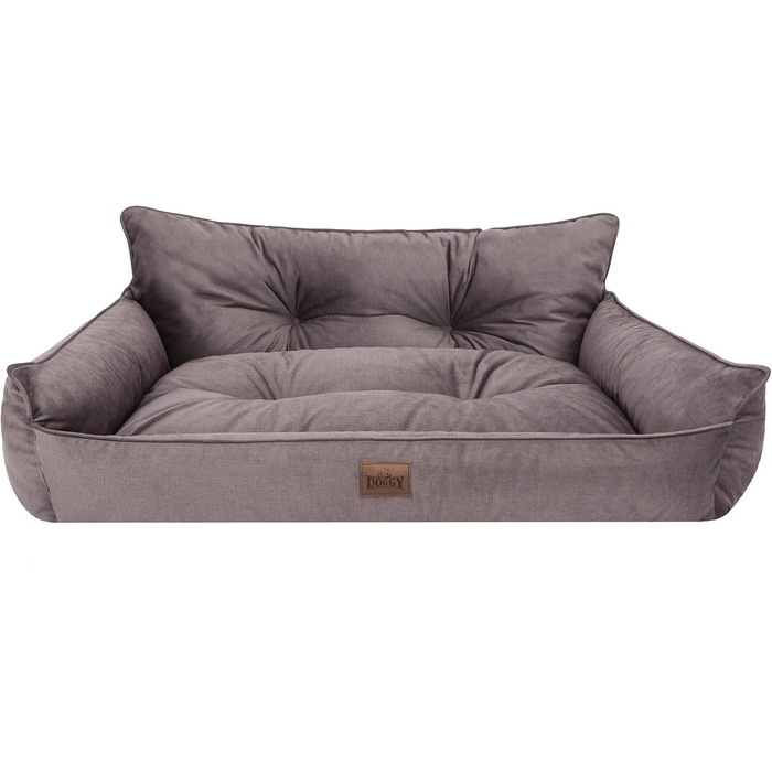 Собаче ліжко DOGGY XL 82x63 см, коричневе, м'яке ортопедичне ліжко-матрац для собак, лежак для домашніх тварин, диван, прошите, Fancy