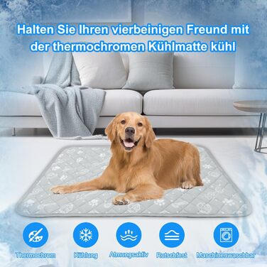 Кühlmatte для собак та котів MH MYLUNE HOME - термохромна охолоджуюча килимок, самоохолоджуюча, антиковзаюча, водопоглинаюча, портативна, 110x80 см (Сірий)