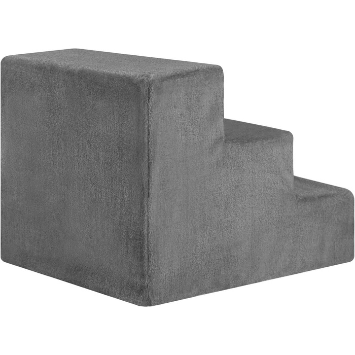 Сходинка для собак та котів Juskys - 3 сходинки, плюшевий знімний чохол, сірого кольору. Підходить для ліжка, дивана, софи та авто