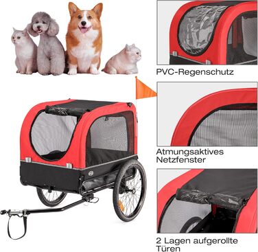 Велосипедний причіп для собак CXWXC 2 в 1: причіп та візок-перевертач, амортизація, вантажопідйомність 40 кг, червоний