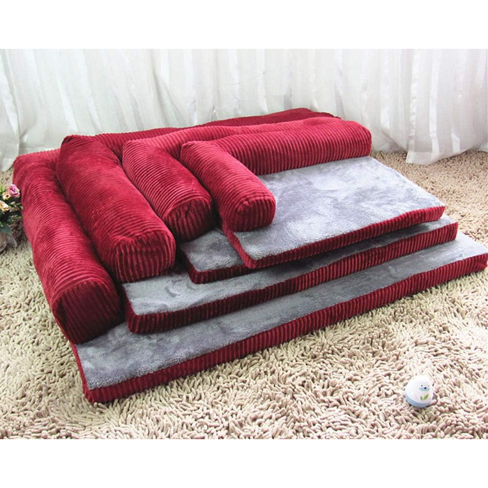 Крісло-ліжко для собак великих та середніх порід, м'яке, знімне, миється, комплект з 4 частин, колір жужубе рожевий (70x55x15 см)