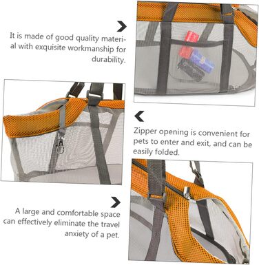 Транспортна сумка для тварин Cosmevivi XXL, нейлон, помаранчевий, 44x25 см, з сіткою для собак, котів та цуценят, для подорожей та кемпінгу