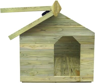 Будка для собаки з імпрегнованої сосни vidaXL 85x103x77 см, дерев'яний будиночок для тварин, дахова конструкція