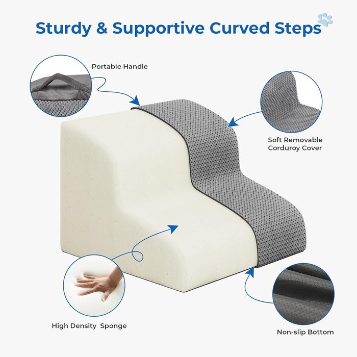 Сходинки для собак маленьких порід, 3 сходинки, 40 см, для дому, миються, неслизькі, для котів та собак, сірі