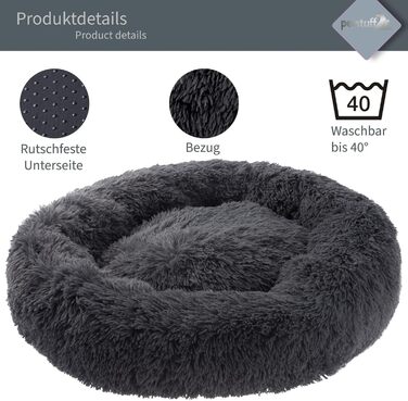 Кругле собаче ліжко з антиковзким покриттям, колір та розмір на вибір, діаметр 120 см, темно-сірий