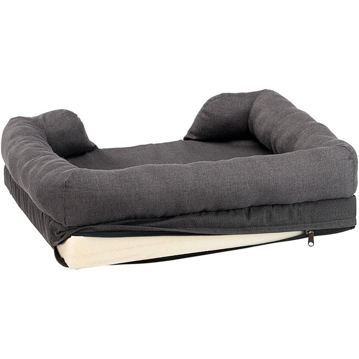 Крісло-ліжко для собак великих порід Ferplast: ортопедичне, з memory foam, 93x73x22,5 см (Сірий, 64x52x17 см)