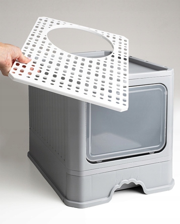 Закритий лоток-туалет для котів Be-Active.pl сірий, з висувною шухлядою та лопаткою