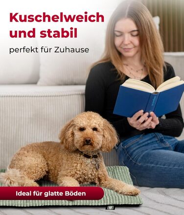 Килимок для собак HS-Hundebett® з підкладкою Cord, XS – антиковзаюча поверхня, м'яка ковдра для собак, комфортне місце для відпочинку – виготовлено в Німеччині (зелений, 65x95 см)