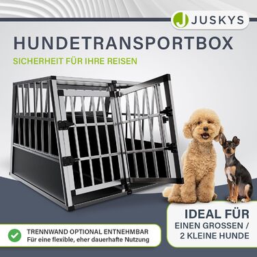 Транспортна переноска для собак Juskys Alu L (91x66x70 см) - алюмінієва, міцна, з замком