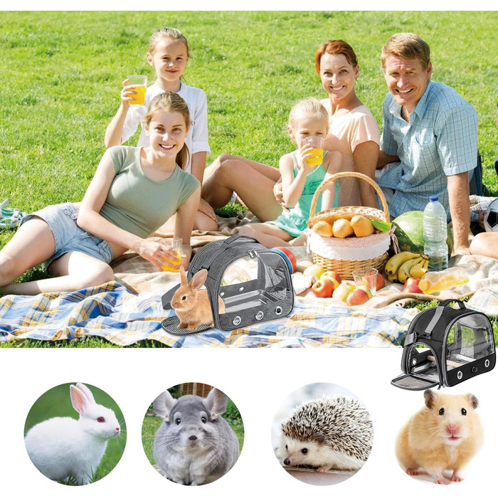 Транспортна сумка для папуг, переносна сумка для птахів з підставкою та підносом з нержавіючої сталі, легкий рюкзак для папуги, складана переносна коробка для птахів, переносна сумка для маленьких птахів, для папуг (чорна)