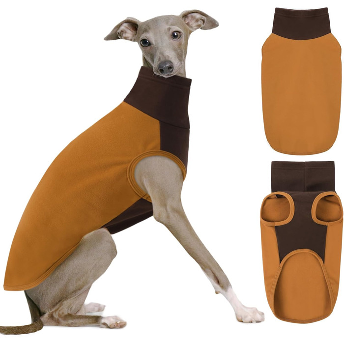 Пуловер для великих собак з флісу, ультра м'який, без рукавів, колір коричневий, обхват грудей 48 см