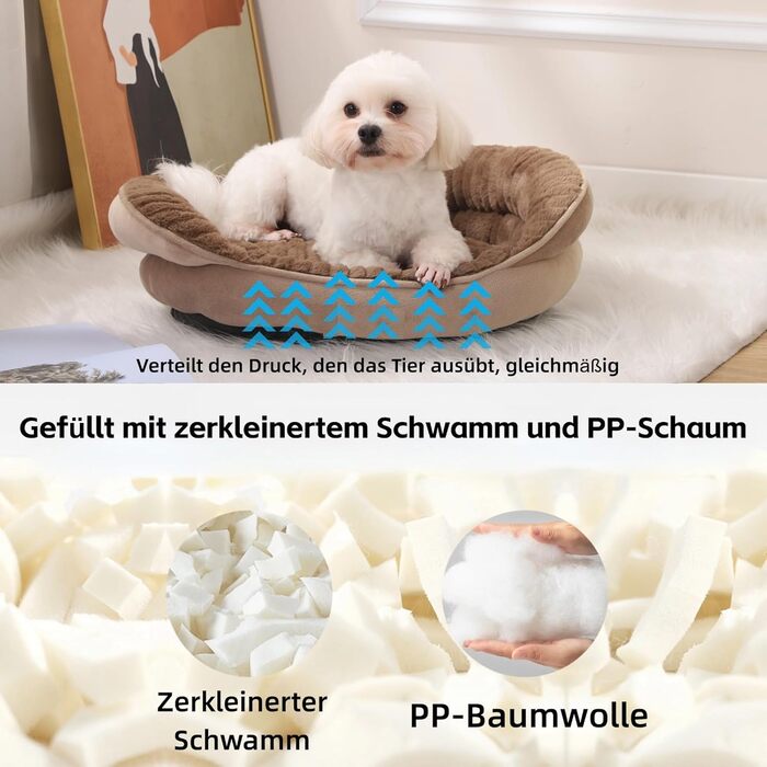 М'яка підстилка для собак та котів, лежанка для тварин, антиковзаюча, хакі, 50x45x17 см