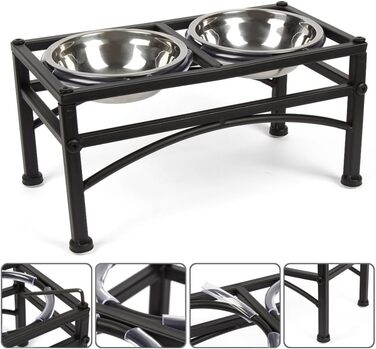 Набір для годування собак Meisax: годівниця та миска для води з нержавіючої сталі, стабільна та неслизька, Doggy Bar (M)
