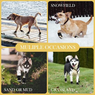 Чоботи для собак, 4 шт. Дихаючі чоботи для собак з світловідбиваючими ременями, мікрофібра, шкіра, гума, рифлена підошва, захист лап собак (1#), ширина розміру 1: 3,2-3,7 см