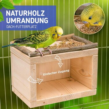 Дерев'яний будиночок Vogelgaleria® для птахів – спальне та захисне житло для клітки або вольєра, аксесуар для хвилястих папуг, агапорнісів, корел, дерев'яний будиночок для птахів