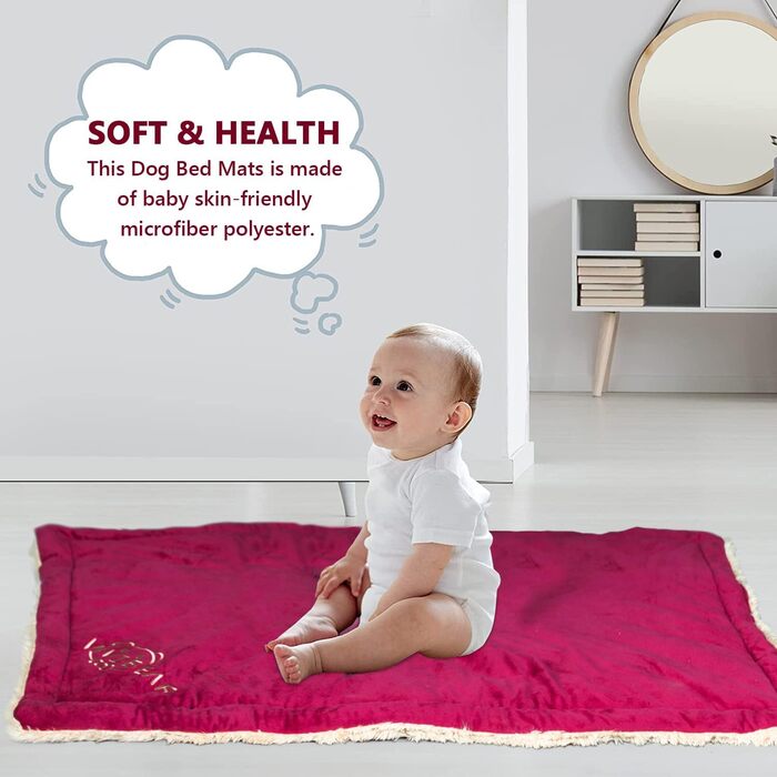 Килимок для собак, ліжко для великих собак Comfy - миючий, плюшевий, стильний, 110x70 см, блакитний