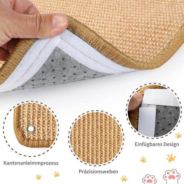 Килимок для котів JanYoo від подряпин, 60x25 см (2 шт., коричневий). Захист від подряпин для диванів, меблів та дверей. Килимок для котів з сизалю.