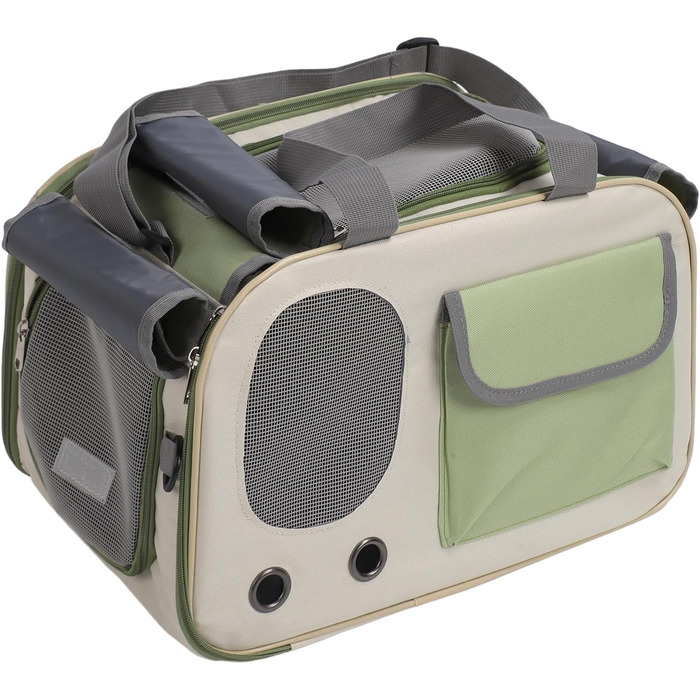 Транспортна переноска для котів та собак Luckdano, складана, з регульованим ременем, міцна, оксфордська тканина, стильна (GREEN)