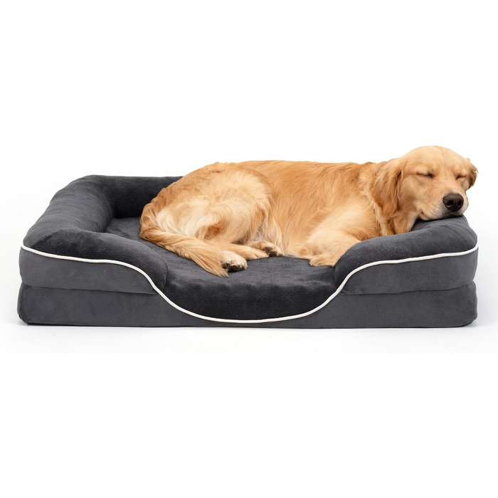 Ортопедичне ліжко для собак великих порід, м'яке, з антиковзною основою, дихаюче, сіре, 100x70x20 см
