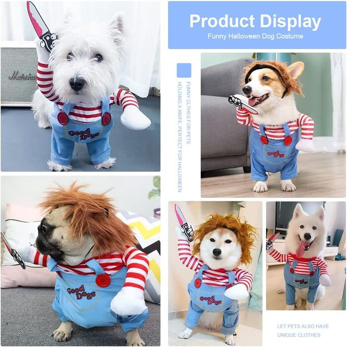 Костюм на Хелловін для собак, карнавальний костюм для домашніх тварин, вечірній набір для рольових ігор, костюми для собак, червоний (S)