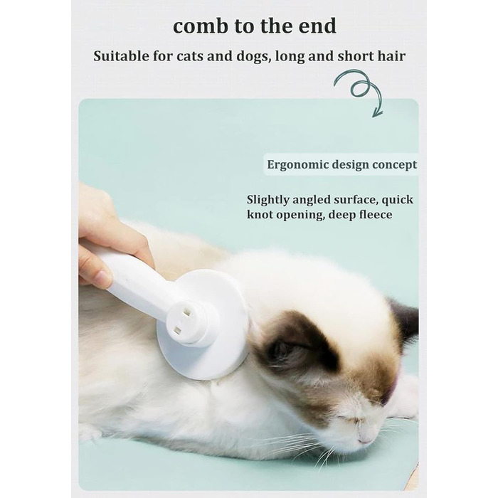 Щітка для тварин: для котів та собак з довгою та короткою шерстю, самоочисна, рожева