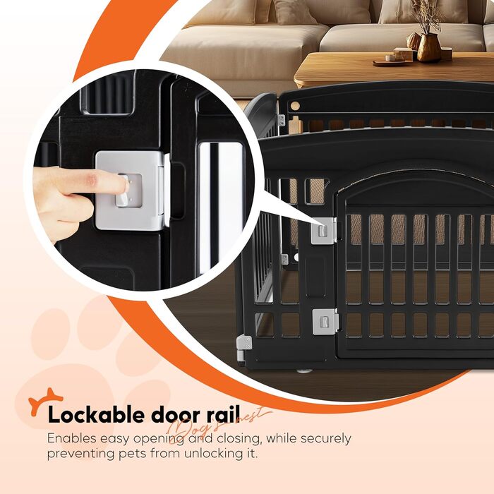 Клітка для собак HealSmart 4-панельна, 61 см, пластик, складана, портативна, біла. Безпечний загін для собак маленьких та середніх порід, для дому та вулиці