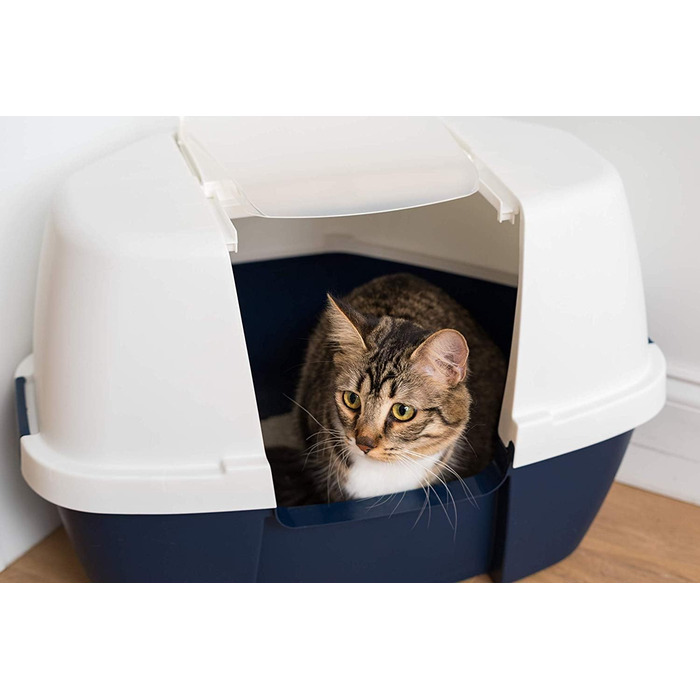 Котячий туалет Iris Ohyama CLH-17J з совком, закритий, до 4 кг, блакитний, з кришкою та знімним бортиком, для кошенят, просторий, BPA-free