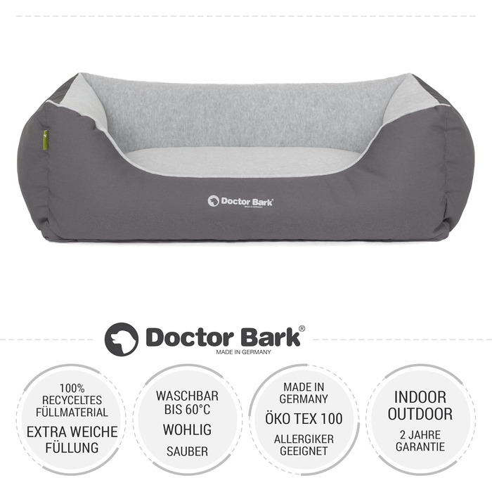 Ліжко для собак Doctor Bark - м'яке та пухнасте для середніх собак. Легко миється, міцне, затишне. Виготовлено в Німеччині, GreenLabel