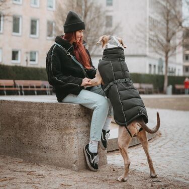 Теплий зимовий одяг для собак HUNTER Paxson: водонепроникний, з відбиваючими елементами, чорний, розмір 70