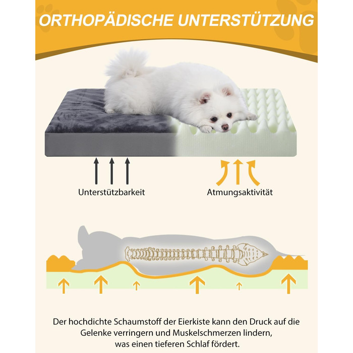 Ортопедичний лежак для собак, лежанка-кінець для собак середніх порід, водовідштовхувальний килимок з штучної шкіри, внутрішній/зовнішній килимок для собак, кошик для собак, матрац для собак, 88x55x7 см, темно-сірий