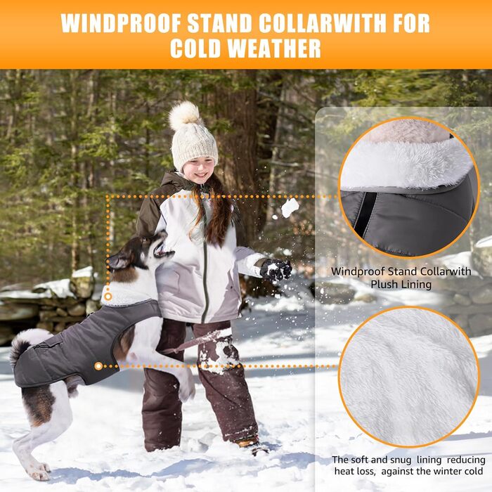 iBuddy Зимовий теплий водонепроникний теплий жилет для собак, жилет для собак, для великих собак, дівчаток, хлопчиків (Сірий, Large)