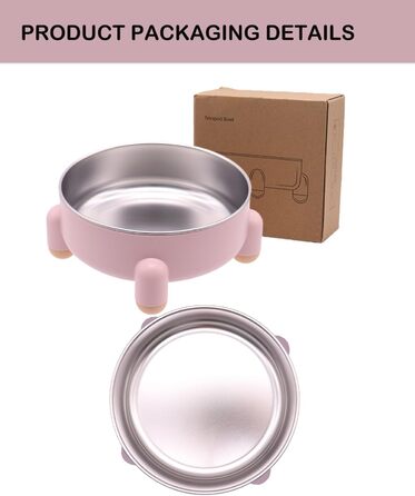 Миски для котів та собак з нержавіючої сталі, антиковзні, підняті, набір 2 шт (білі та рожеві)