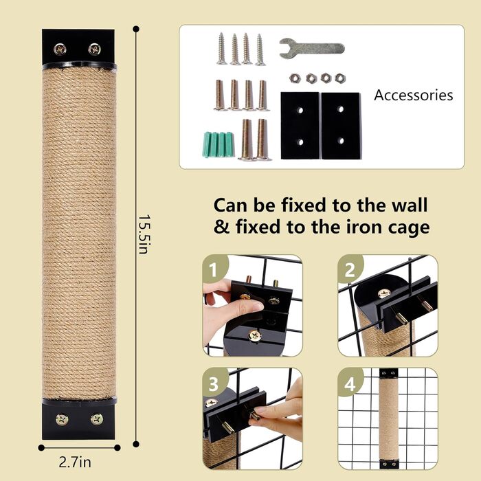 Кігтеточка для котів на стіну з сизалю - міцна кігтеточка-стовпчик для котів