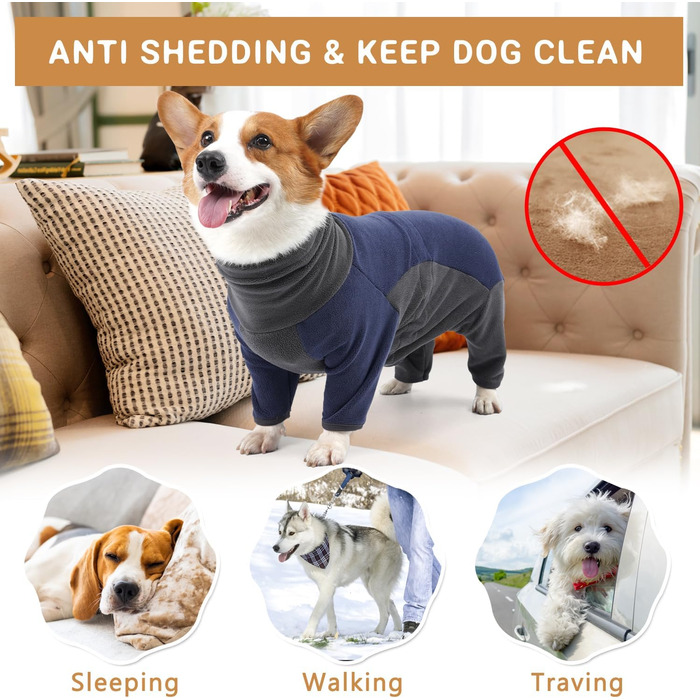 Зимовий теплий халат-комбінезон для собак, флісова куртка для маленьких, середніх та великих собак. Халат-комбінезон для тварин з ніжками, регульований, теплий костюм для собак. Кольори: синій/сірий, розміри: XL, X-Large