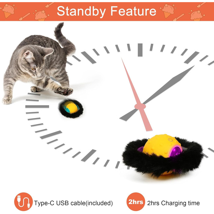 Інтерактивна іграшка для котів: тиха електрична іграшка для дорослих котів, активується рухом, з цвіріканням, ідеально на подарунок (жовта)