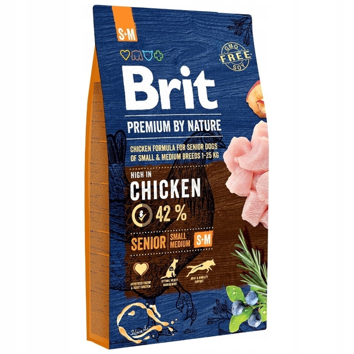 Сухий корм для собак Brit Premium by Nature Senior S+M з куркою, 15 кг