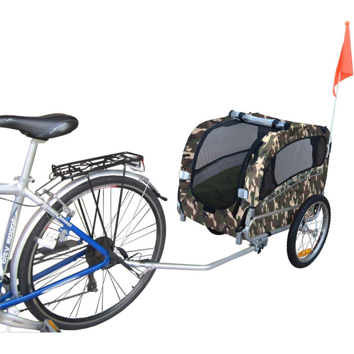 Причіп для собак Papilioshop Argo - велосипедний причіп для собак S-M-L, великий (камуфляжний, маленький), зелений